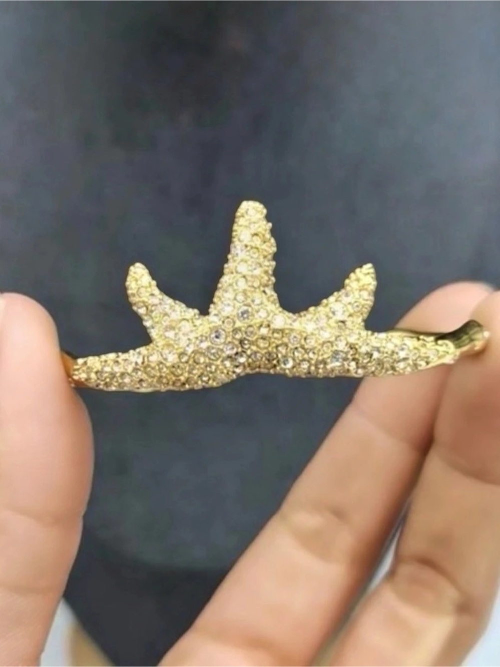 ALEXIS BITTAR Royal Crown Crystal Encrusted Gold Cuff Starfish Bracelet OC01